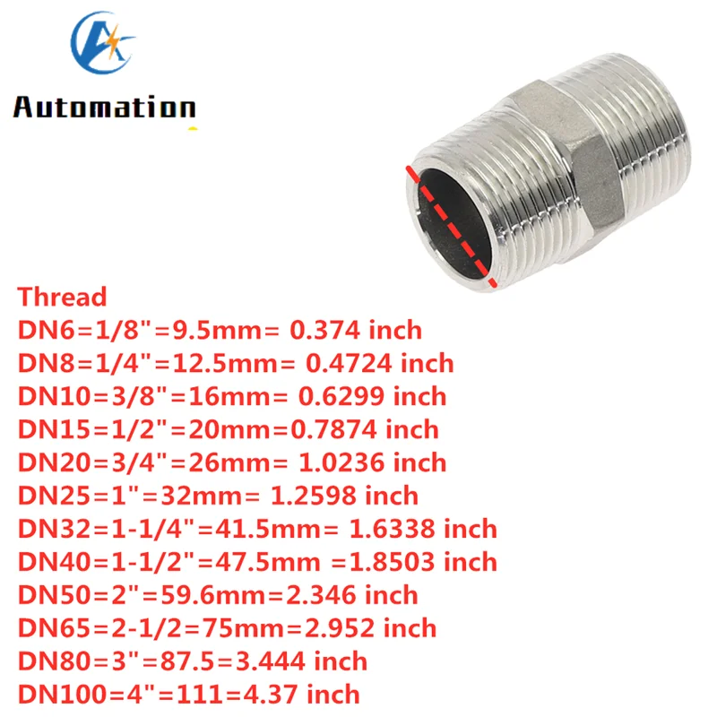 Connecteur de raccord de tuyau en acier inoxydable, adaptateur de filetage,  eau, huile, air, 1/8, 1/4, 3/8, 1/2, 3/4, 1 , filetage mâle Hex continents  ple Union 304, couremplaçant - AliExpress