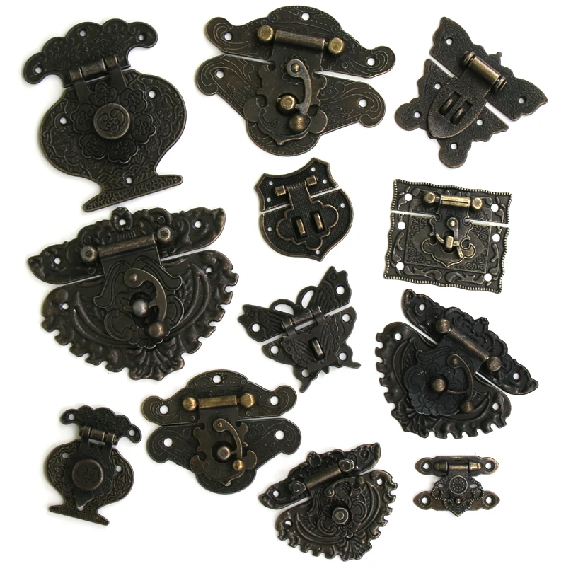 Antique Latches Catches Hasps Cabinet Buckle Case Locks 1 Set For Wooden Box Hardware furniture hardware,toggle latches,jewelry box hasps,decorative latches