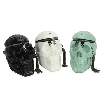 

NEW-Halloween Skull Women's Messenger Bag Fashion PU Leather Men's Shoulder Bag Skull Bag Children Gift Bag
