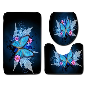 

3Pcs 45x75CM Marble Toilet Mat Toilet Door Mat Bathroom Carpet Water-absorbing Non-slip Convenient Door Mat Bathroom Facilities