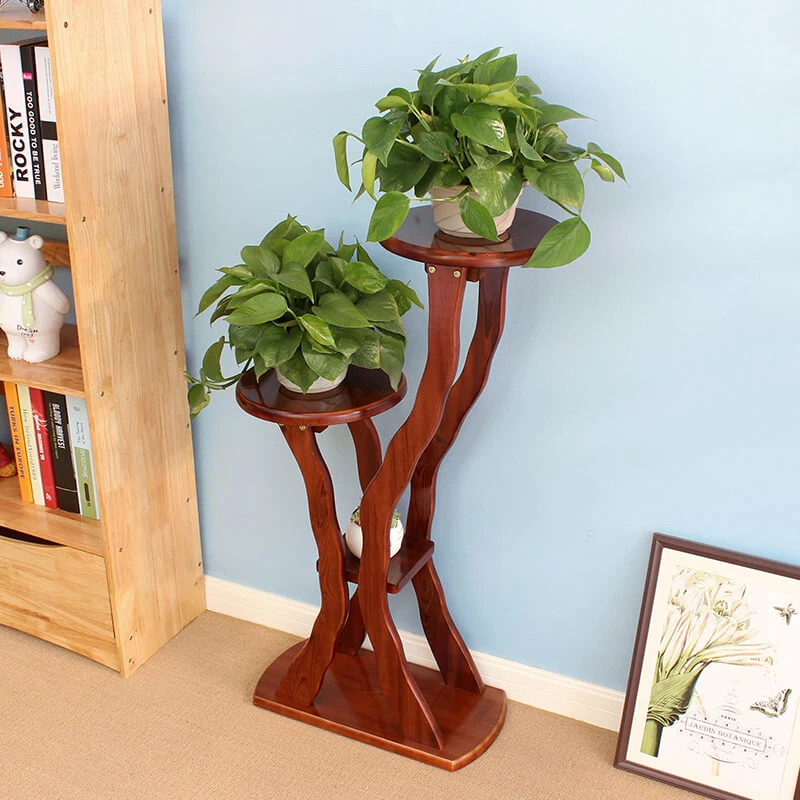 

Landing Type Indoor Wooden Solid Wood Flowerpot Balcony Living Room Flower Rack