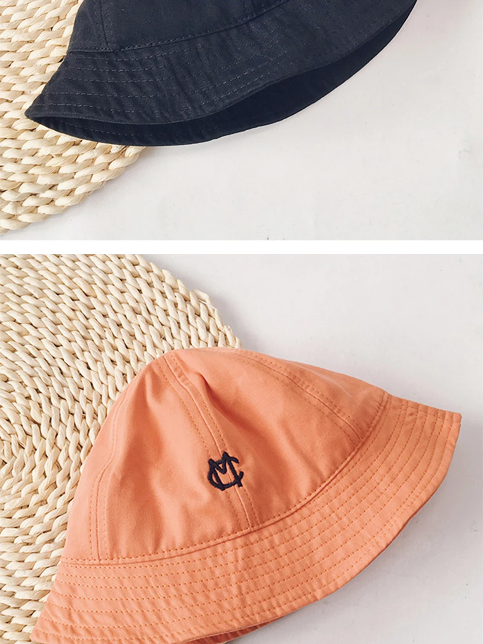 Spring Baby Bucket Hat For Boy Girl Fun Letter Embroidery Fisherman Hats Beach Sun Cap Children Outdoor Kids Panama Caps 2-4Y custom baby accessories