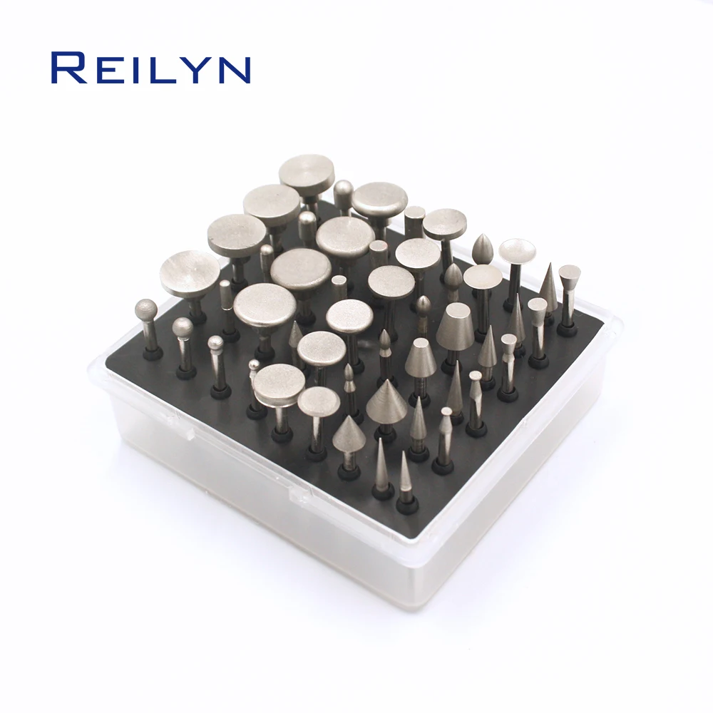 50Pcs Diamond Polishing Head Grinding Bits Burrs Set Dremel  Accessories Carving Jade for Rotary Tools 276pcs rotary power tool bits set electric rotary tool accessories grinding polishing cutting sanding carving abrasive tools kit