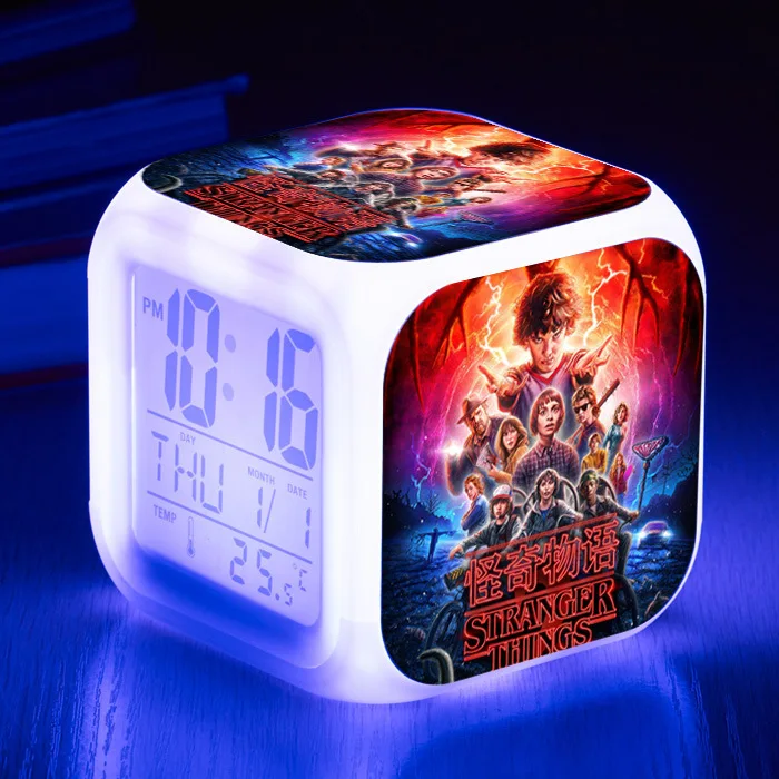 

2019 New Movie Stranger Things 2 Eleven Figure LED Clock Alarm Colorful Touch Light Desk Watch Stranger Things Figurine Toys