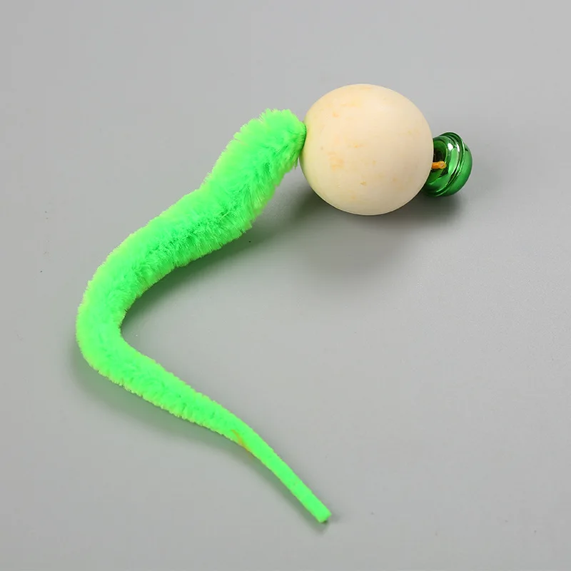 New Cat Toy Wooden Beads Snake Tail Colorful Caterpillar Wooden Beads (random color)