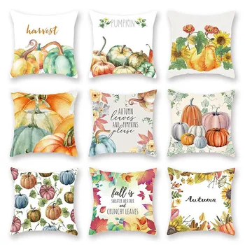 

Cute Pumpkin Watercolor Throw Pillow Cover For Autumn Harvest Thanksgiving Home Decorative Car Sofa Halloween Cover Pillow Case