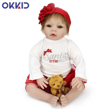 

OKKID 55cm Reborn Baby Dolls Newborn Lifelike Girl Toys Silicone Vinyl Cotton Body Bebe Doll Kids Birthday Gifts Playmate