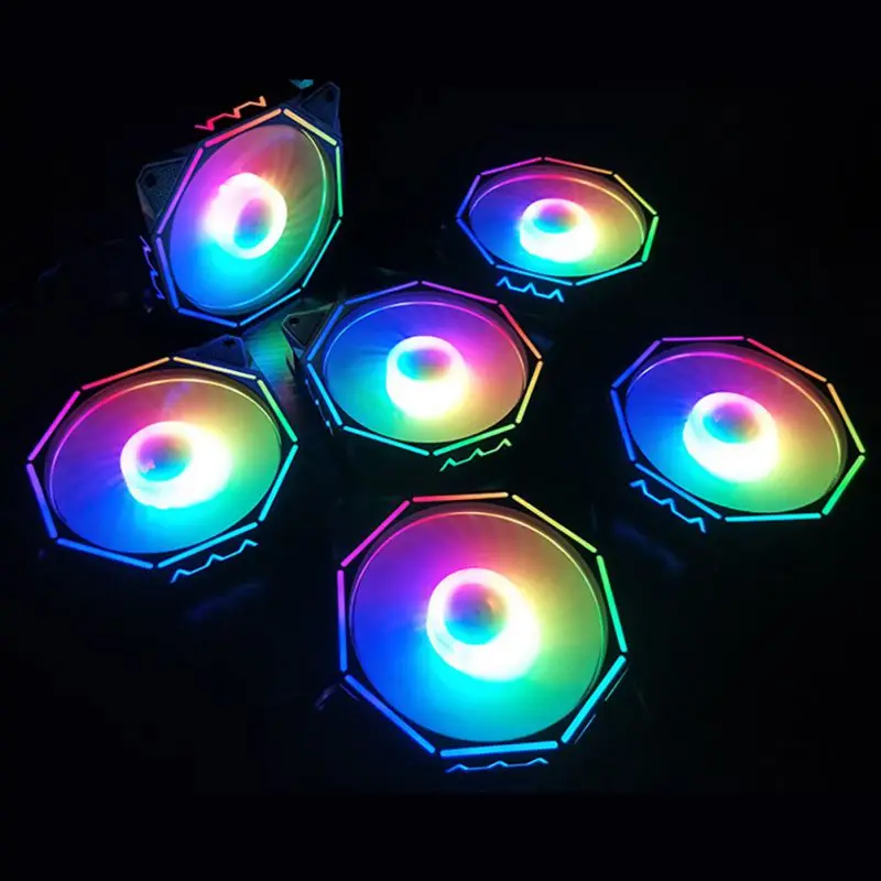 RGB компьютерный корпус вентилятора внутри и снаружи освещения компьютера хост охлаждения немой с контроллером волшебный цвет вентилятора