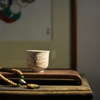 

Ceramic Teacups Crockery Vintage Handmade Mug Small Tea Cup White Crockery Kitchen Dining Bar Verrine Dessert Teaware EB50CB