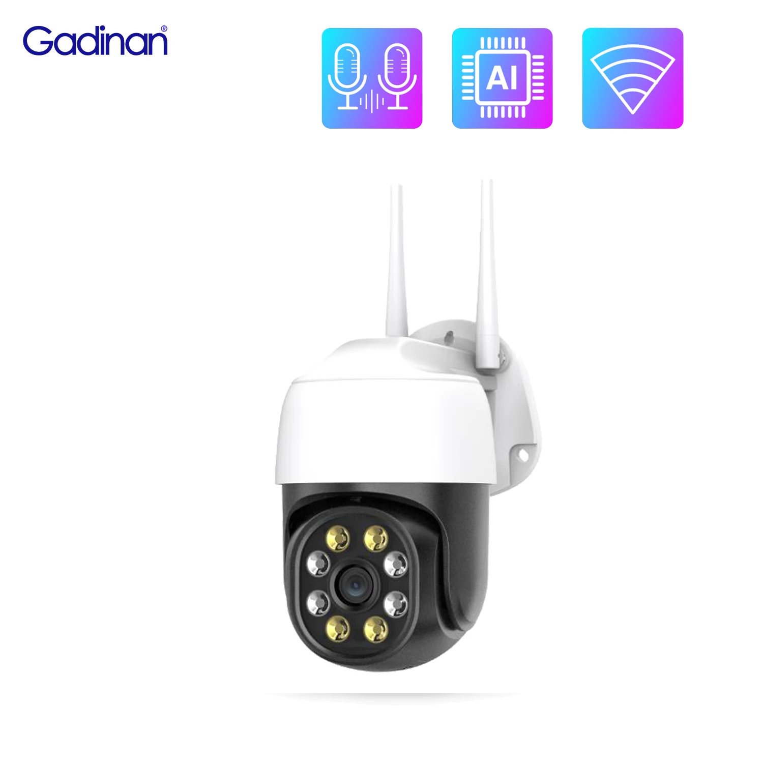 Миниатюрная IP-камера Gadinan 3 Мп PTZ Wi-Fi P2P двусторонняя аудиосвязь уличная камера с ии