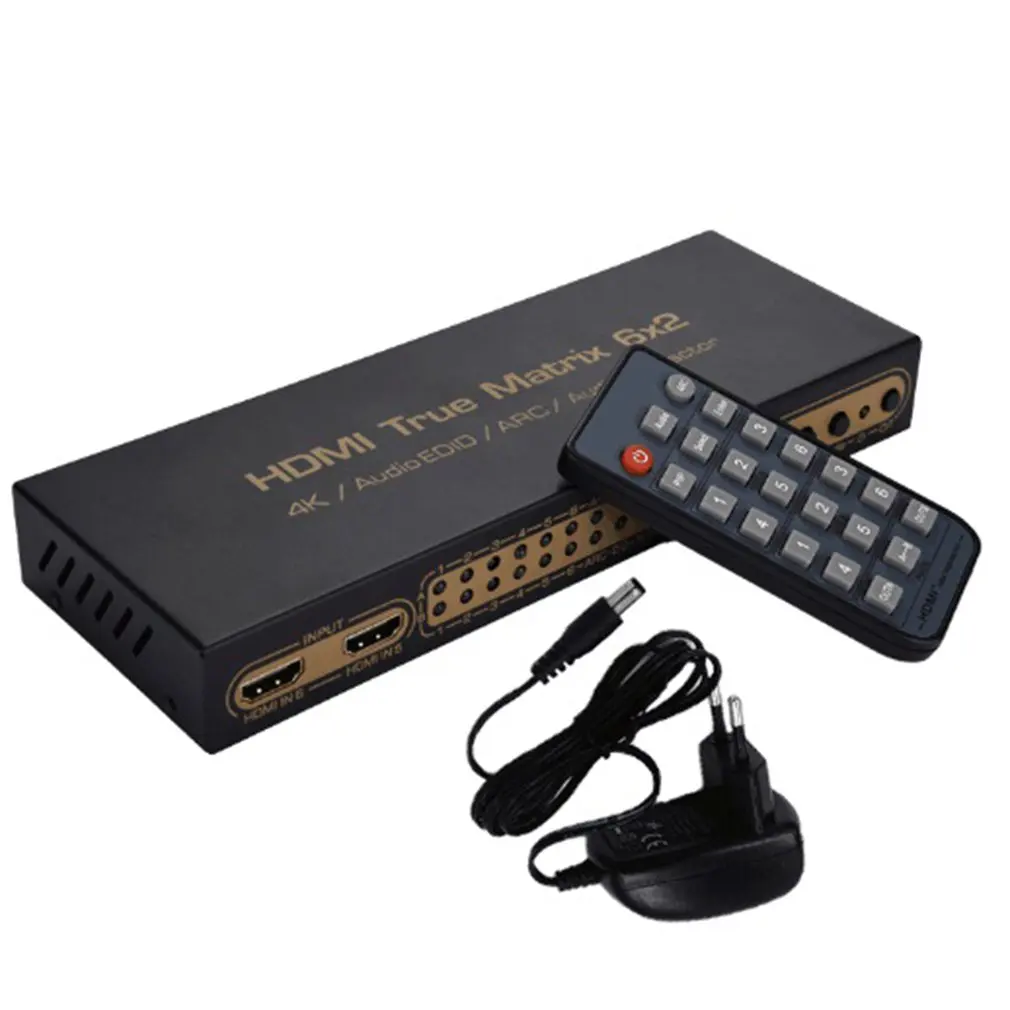 

HDMI Matrix 6x2 PIP HDMI switch or splitter 6 in 2 out converter 1.4V up to 4K/3D supporte 5.1CH Audio EDID/ARC/Audio Extractor