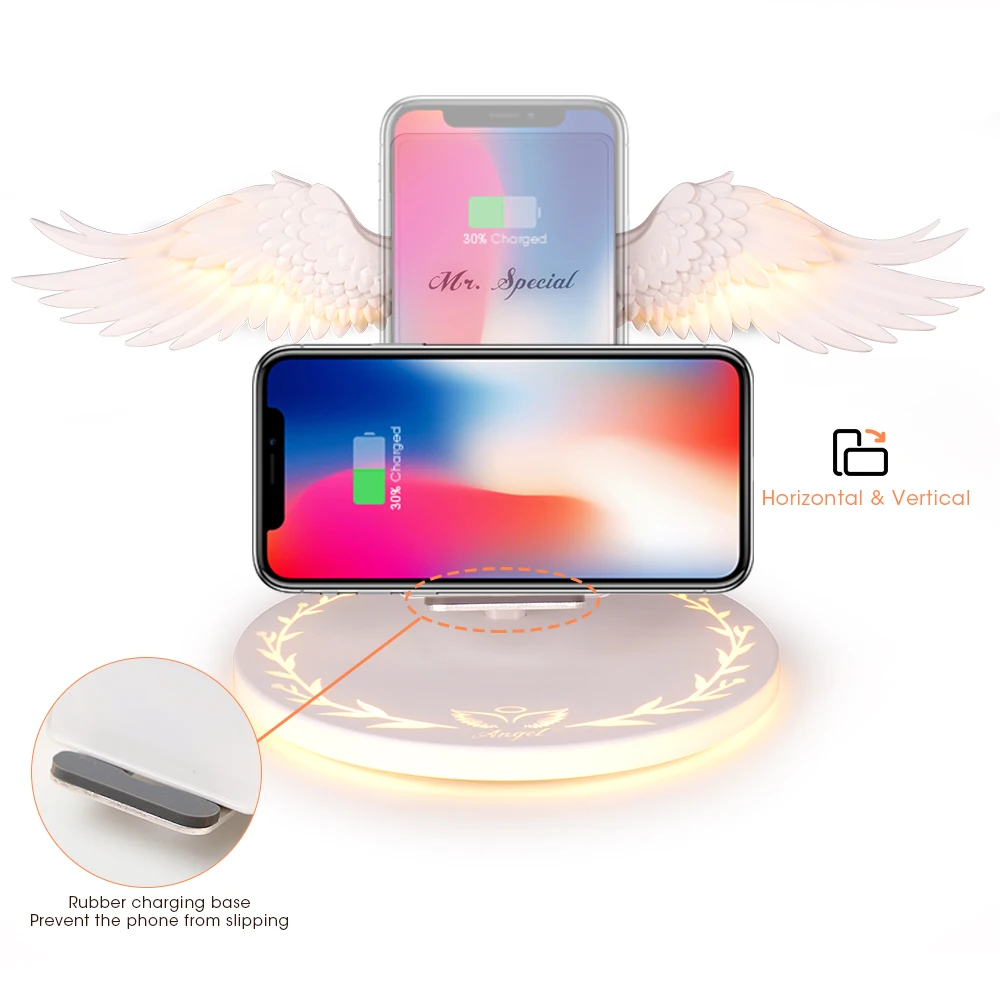 Беспроводное быстрое зарядное устройство Крылья ангела для iPhone 11 PRO MAX для huawei P30 Pro samsung Galaxy Note 9/S10 для Xiaomi 9