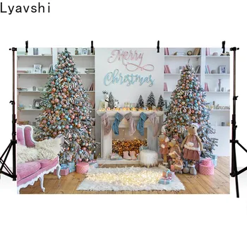 

Lyavshi Christmas tree background wood floor fireplace carpet bookshelf ornaments baby photo studio photography background