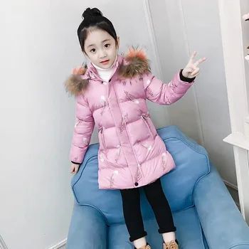 

2019 New Parka Girls Winter Coats Long Real Fur Hooded Jackets Kids Overcoat Girls Cotton Padded Jacket For Teenage TZ434