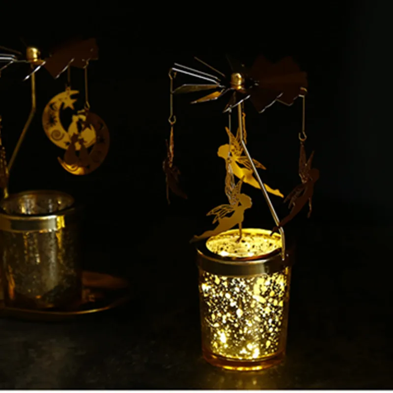 

Europe Style Rotating Romantic Candlestick Dinner Dating Wedding Home Plant Candle Holders Religious Decor Props