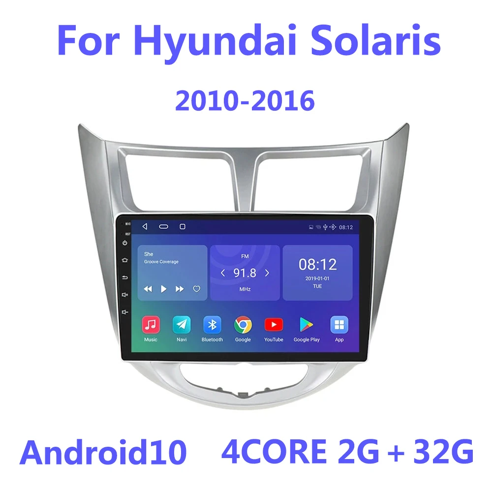 

2din Android 10 RAM 2Gb Car NO DVD player for Hyundai Solaris accent Verna car gps navigation radio tape recorder BT WIFI Map Pc