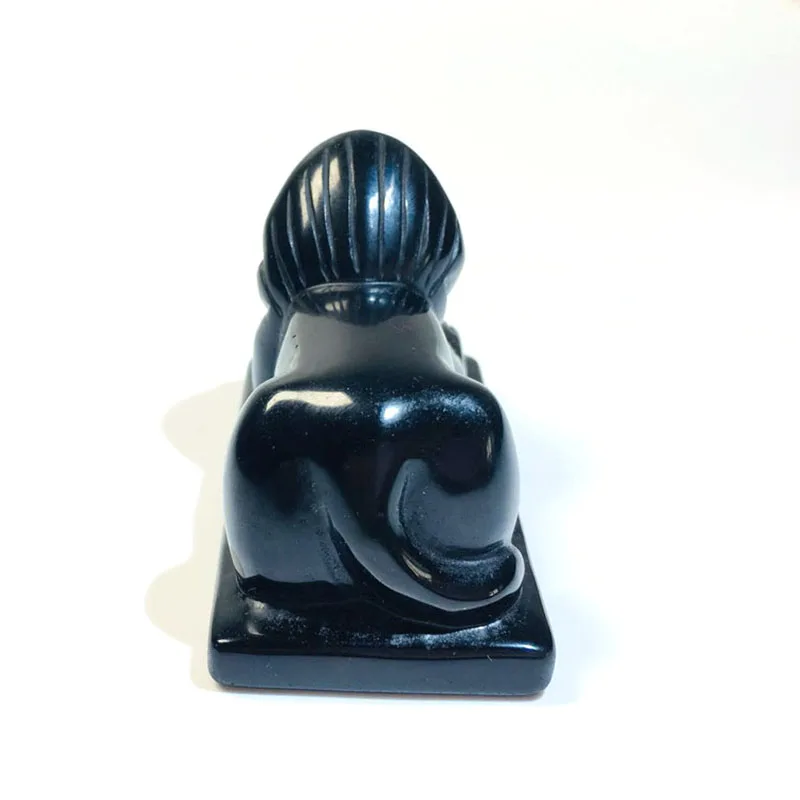 Natural Black Obsidian Sphinx Crystal Craft Statue - Reiki Stone Figurine for Home Decor and Quartz Art Healing - Guardian image 2