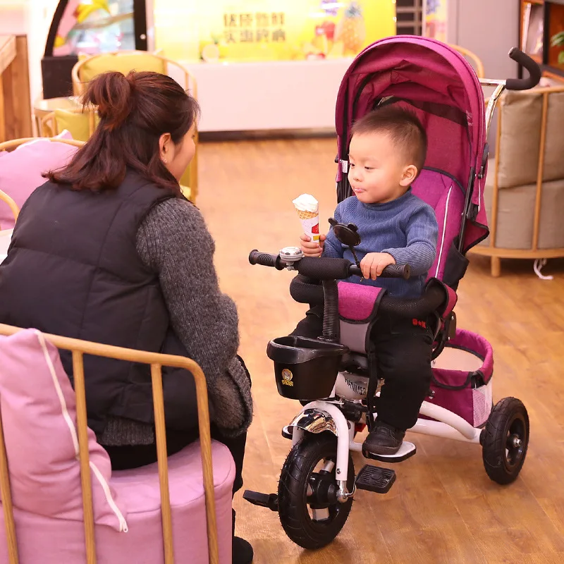 Multifunction Folding Can Sit And Lie Children's Tricycle Baby Stroller Bicycle Reclining Seat Space Wheel Three Wheels Stroller images - 6