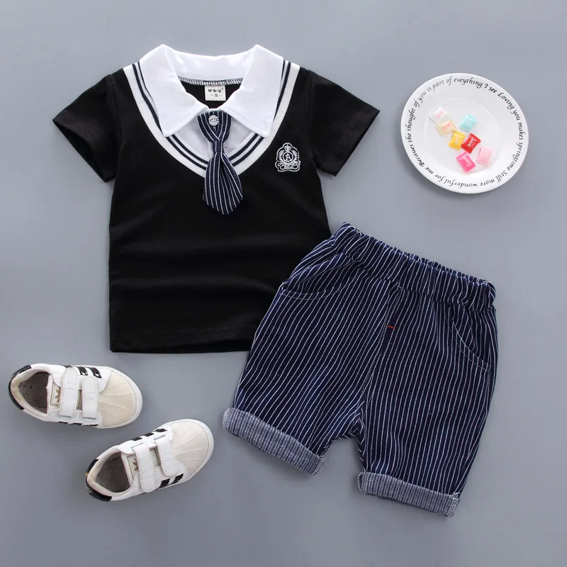 BibiCola, летние детские комплекты одежды для мальчиков комплекты одежды для маленьких мальчиков топы с рисунком+ джинсовые штаны модный спортивный костюм для маленьких мальчиков - Цвет: picture color