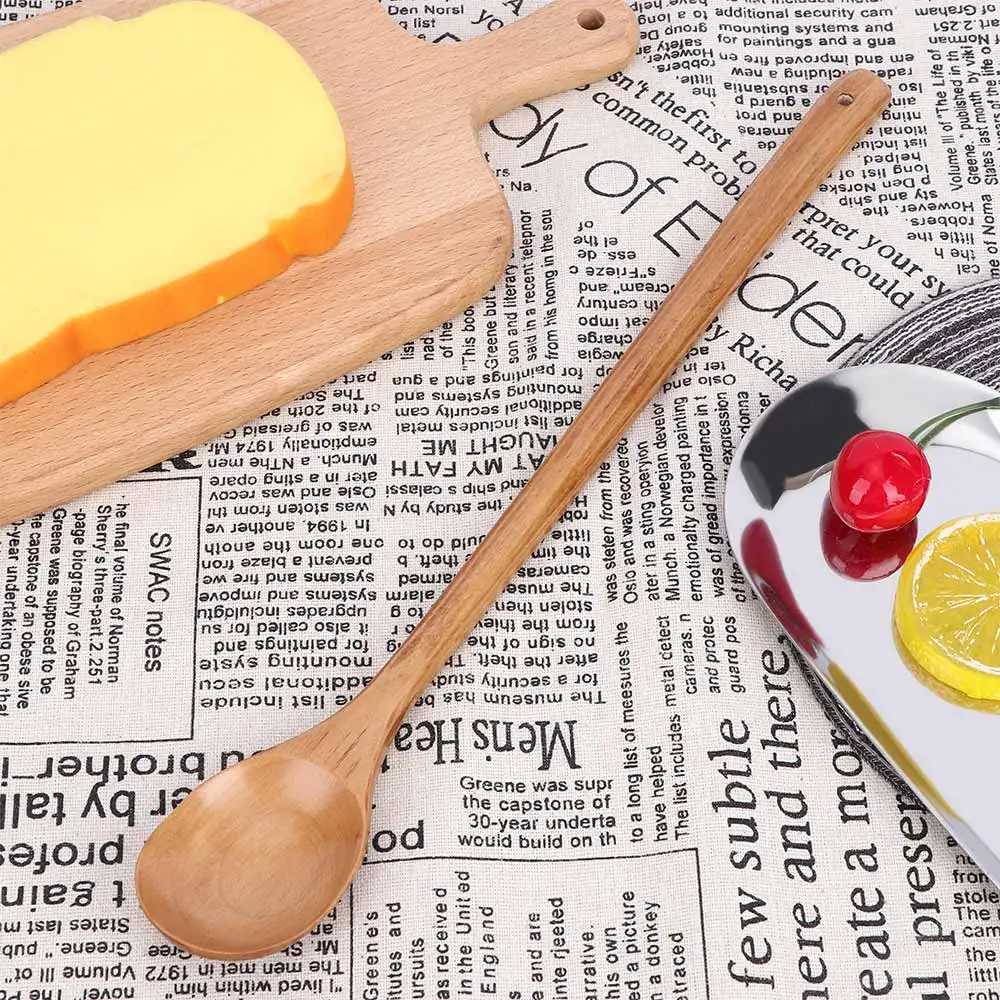 Wooden Spoons Large Long Handled Spoon Kids Wood Rice Soup Dessert Coffee Tea Mixing Tableware Kitchen Utensil | Дом и сад