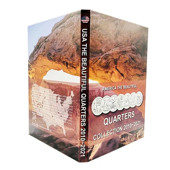 

2020 Newest Hardcover Coin Collection Album for US the Beautiful Quarters with 56 positions equipped capsules