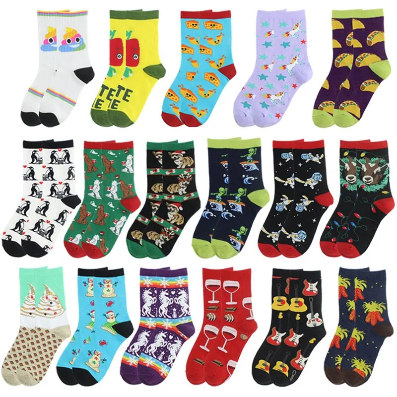 

Funny delicious food alien unicorn casual print short socks colorful snacks happy socks skating cotton Christmas gift Sokken
