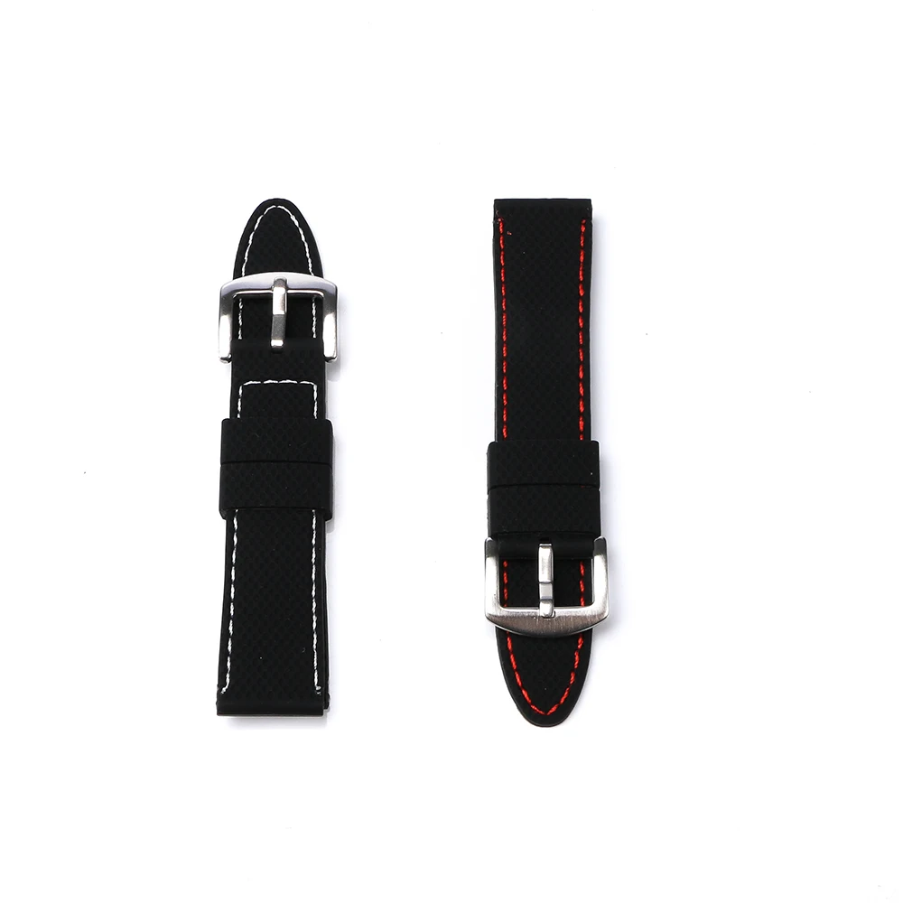 Hot Sale 1pc Fashion Men Women 20mm 22mm 24mm Silicone Rubber Strap Black Sport Watch Band Universal Waterproof Watchbands