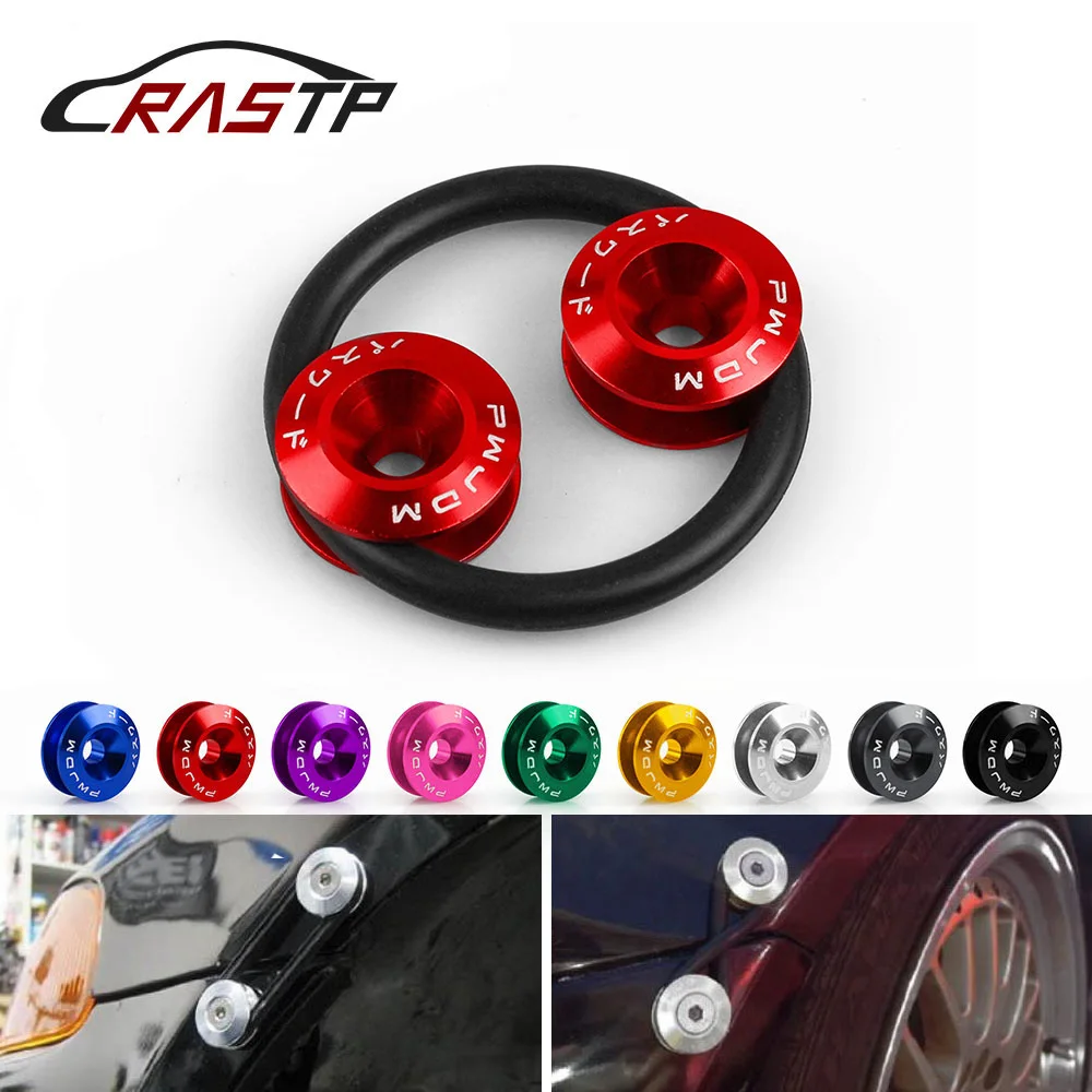 JDM Racing Chrome Quick Release Fasteners Universal Fit for Car Front/Rear Bumpers Surrounds Reinforcement RS-QRF001