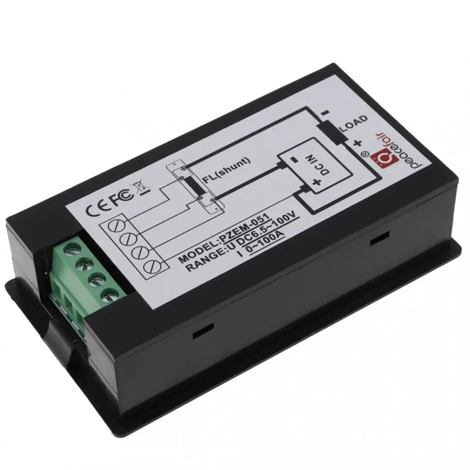 DC Digital Power Meter 6.5-100V 50A 4 IN1 LCD Voltage Current Watt Kwh Energy Meter PZEM-051 with 50A Shunt