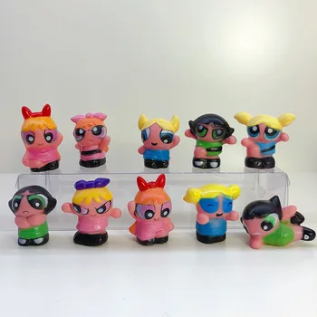 

10pcs/set Powerpuff Girls Character Action Figure Toys Blossom Bubbles Buttercup Butch Boomer Brick Figurines Vinyl Dolls