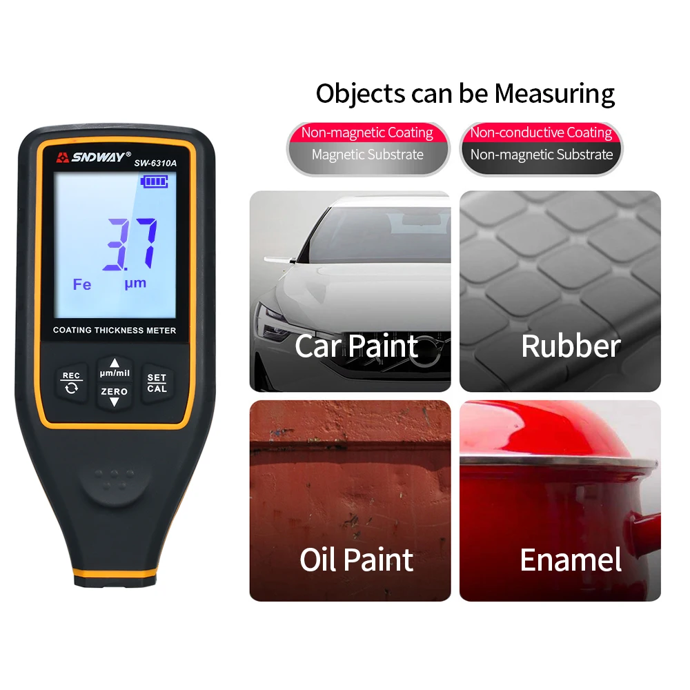 Digital Paint Coating Thickness Gauge Car detector Refinishing Paint micrometer Automotive Coating test high-precise probe Meter