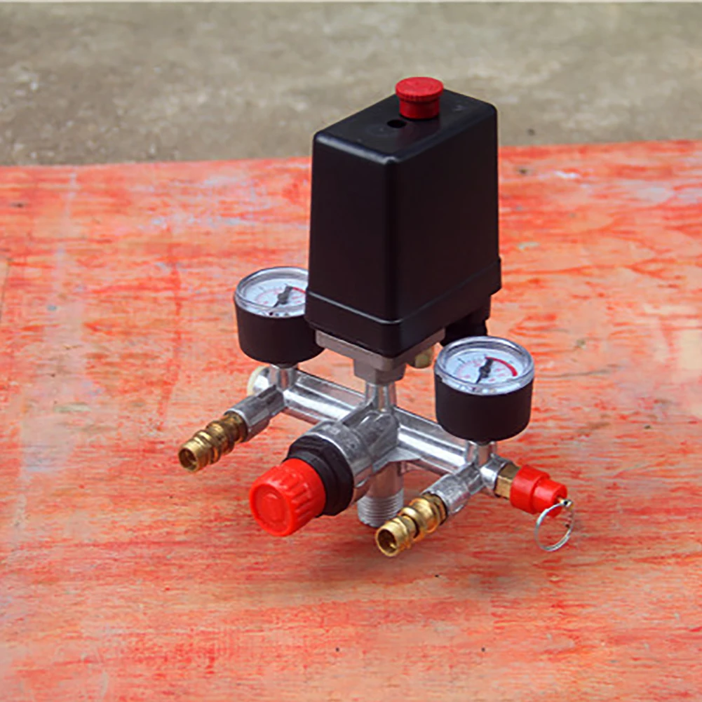 

Regulator Manifold Relief Bracket Accessories Pressure Control Gauges Air Compressor Switch Set Easy Install Durable 90-120PSI