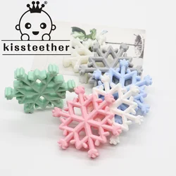 Kissteether New 1pc Silicone SnowFlake Teether Latex Free Baby Teething Toy Baby Gift Food Grade Silicone Molar Teether Toy Gift