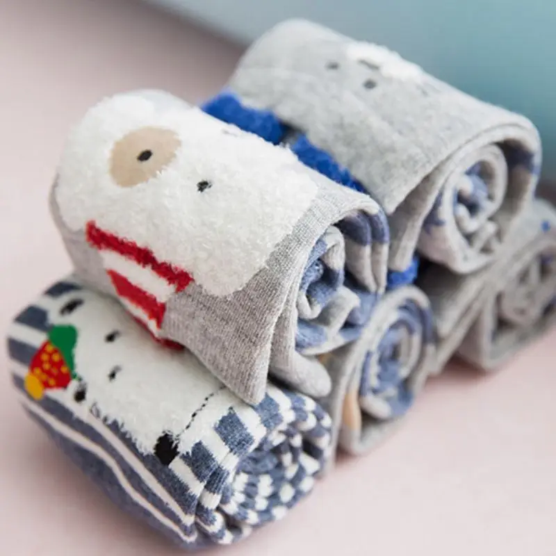 5 пар носков в Корейском стиле; сезон осень; цвет синий, серый; женские красивые хлопковые носки с рисунком животных; комплекты носков