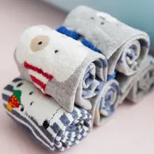 5 пар носков в Корейском стиле; сезон осень; цвет синий, серый; женские красивые хлопковые носки с рисунком животных; комплекты носков