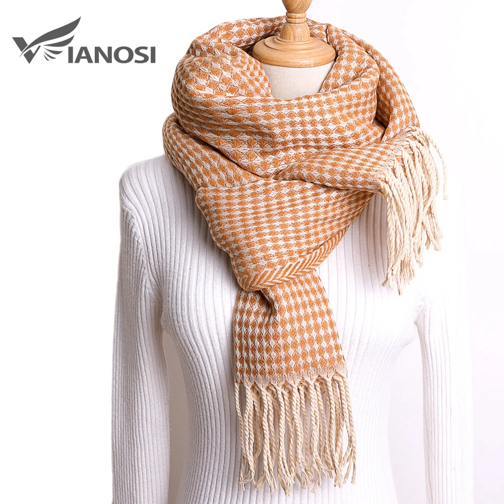 [VIANOSI] 10 стильный Зимний шарф женский тёплый платок Роскошные клетчатые шарфы модные шарфы на каждый день кашемир Bufandas Hombre - Цвет: S6-02 180x68cm
