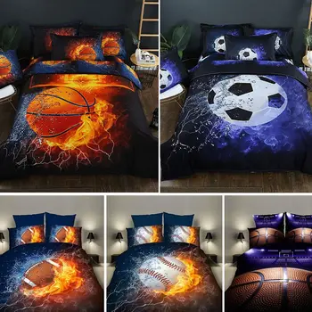 

3D Football Basketball Bedding Set Baseball Rugby Print Pattern Duvet Cover Set Home Bedroom Decor Bed Linens Bedclothes 2/3Pcs