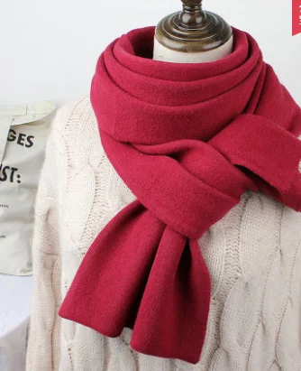 Brand women winter scarf Korean version solid color bib men long dual-purpose knitting thickened warm shawl Lovers fashion scarf - Цвет: Бургундия