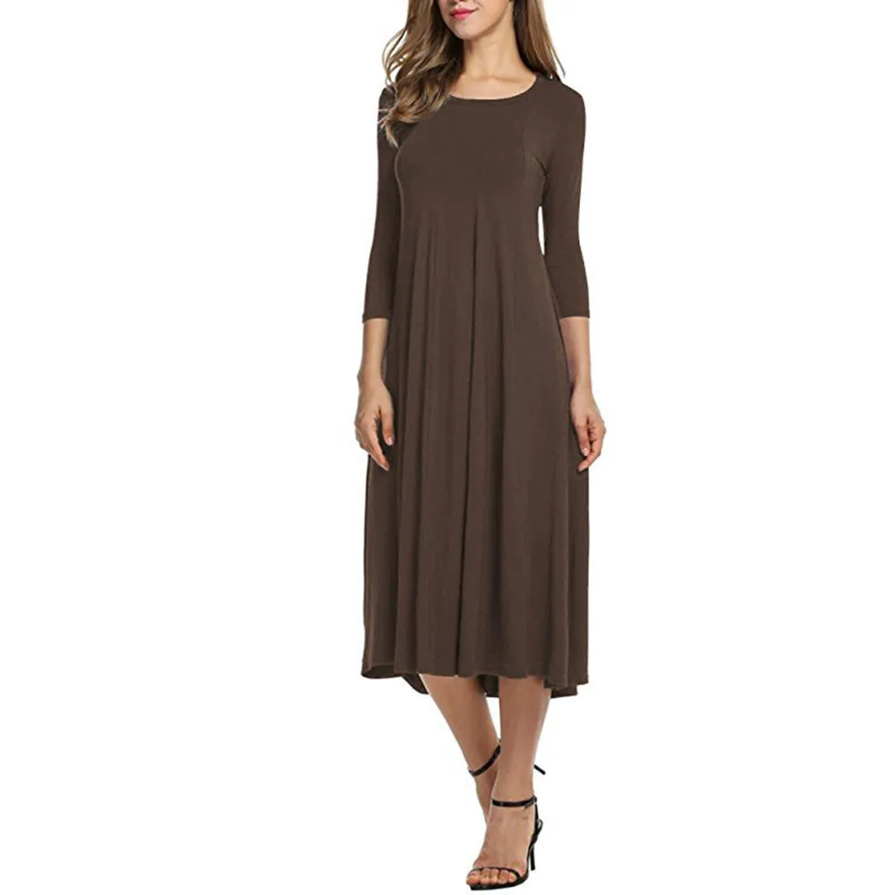 CO JAYCOSIN Casual Womens Half Sleeve Loose Long Maxi Dress Autumn Winter A-Line Solid color o-neck Dress Vestido Vestidos Elbise - Цвет: CO