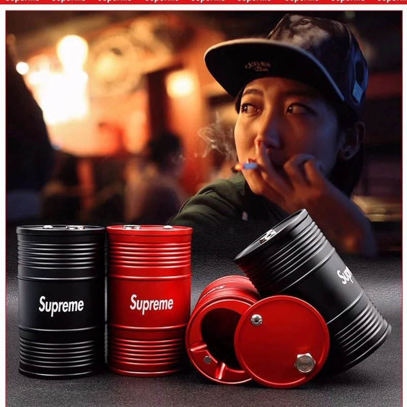 

Car Ashtray Stainless Steel Metal Car With Lid Multi-Function Creative Personality Covered Car Universal Ashtray