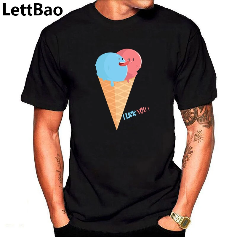 Mens T Shirts Fashion 2019 Men T Shirt Cotton Short Sleeve Men Fashion Shirt Tops Tees Men's Ice Cream Love Print T-Shirt