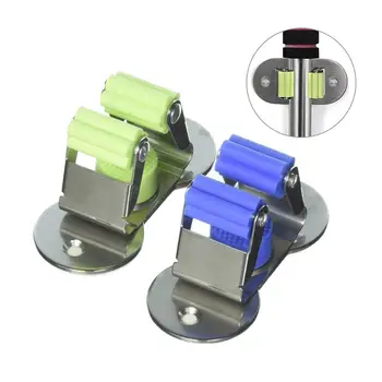 

Stainless steel bracket Wall-mounted mop broom storage rack Self-adhesive and screws Balcony mop hook household products