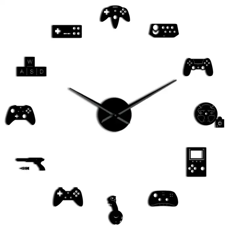 新しいゲームコントローラビデオdiyの巨大壁時計ゲームジョイスティックステッカーゲーマー壁アートビデオゲーム看板少年の寝室ゲームルームd 壁時計 Aliexpress