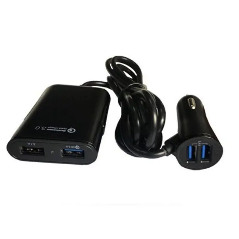 Универсальное автомобильное зарядное устройство с 4 usb-портами, Передняя Задняя часть сиденья QC3.0, быстрая зарядка для телефона
