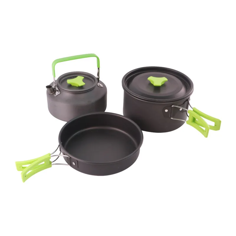 Outdoor Cookware Set DS-308B 3 Person Camping Cooking Set Pot Pan 1.1L Kettle 3