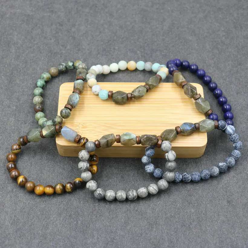 Luxury Men Bracelet Natural Lava Stone Bead Bracelet Men Chakra Tibetan Wood Beads Reiki Chakra Bracelet Male Buddha Jewelry - Image 3