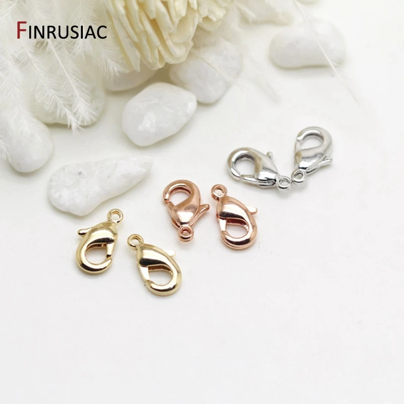14k 리얼 골드 도금 10mm 12mm 랍스터 걸쇠 쥬얼리 만들기 수제 DIY 팔찌 목걸이 걸쇠 피팅