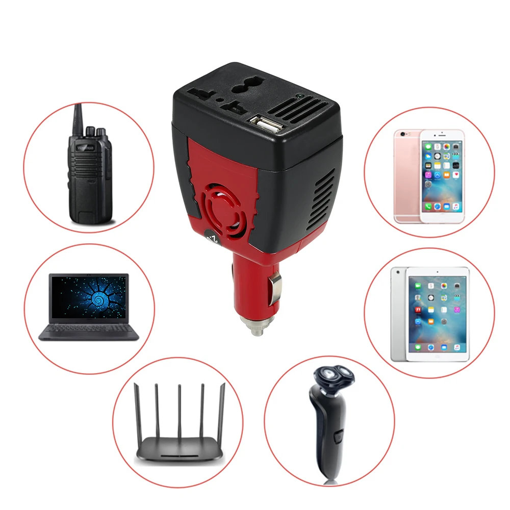 KKMOON 150W DC 12V в AC 220V инвертор Авто преобразователь напряжения Автомобильный Инвертор адаптер с прикуривателем