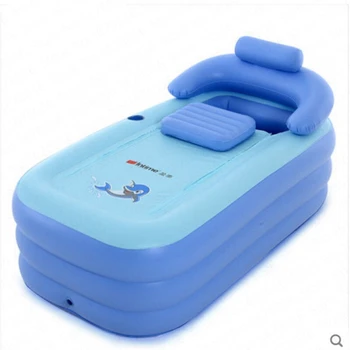 

Folable Inflatable Bathtub Plastic Folding Tub Adult Bath Tub Bottom Insulation with 2 Drainage Port Pink Blue 155*84*66cm