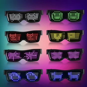 

Led Party Glasses Magic with Bluetooth APP Control Shield Luminous Glasses USB Charger DIY App Control Multilingual Quick Flash